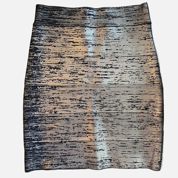 BCBGMAXAZRIA Josie Metallic Print Bandage Skirt XS Y2K - Picture 7 of 8